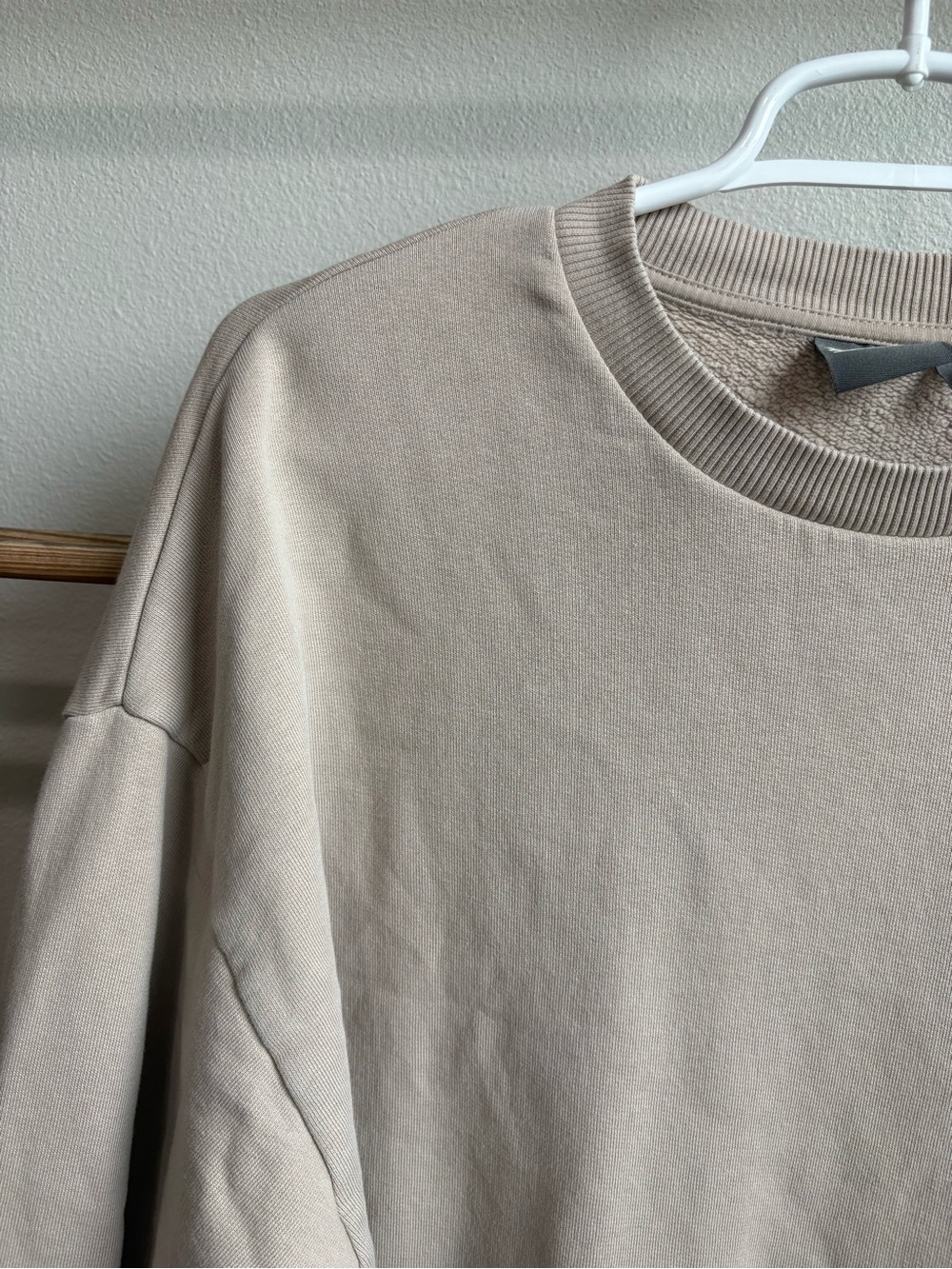 ASOS DESIGN Oversized Layered Sweatshirt with Built-in Shirt - Beige - Large - Picture 3 of 8